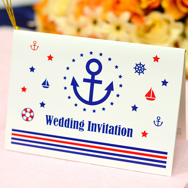 個性的で可愛いマリンデザインの結婚式招待状キット