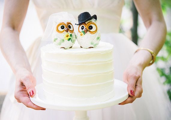 ふくろう　結婚式　ケーキトッパー